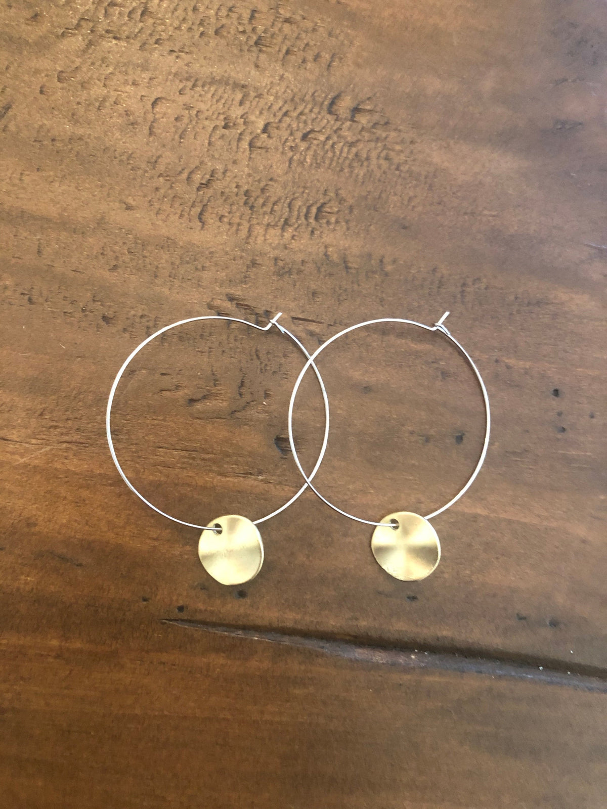 hammered circle dangle hoop earrings
