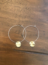 Load image into Gallery viewer, hammered circle dangle hoop earrings
