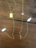 fresh water pearl/ crystal lariat necklaces