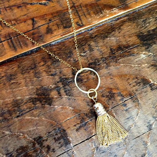 small tassel pendant necklace