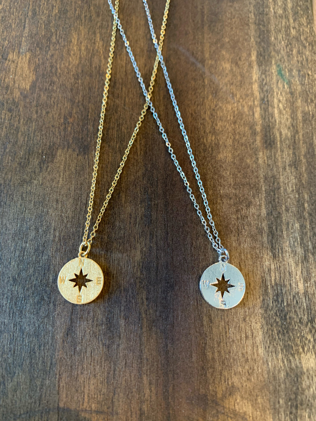 small compass necklace