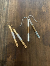 Load image into Gallery viewer, hammered wire wrapped vertical bar earrings