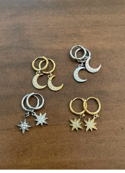 moon & star huggie earrings