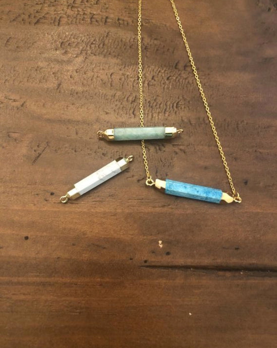 natural stone bar necklace