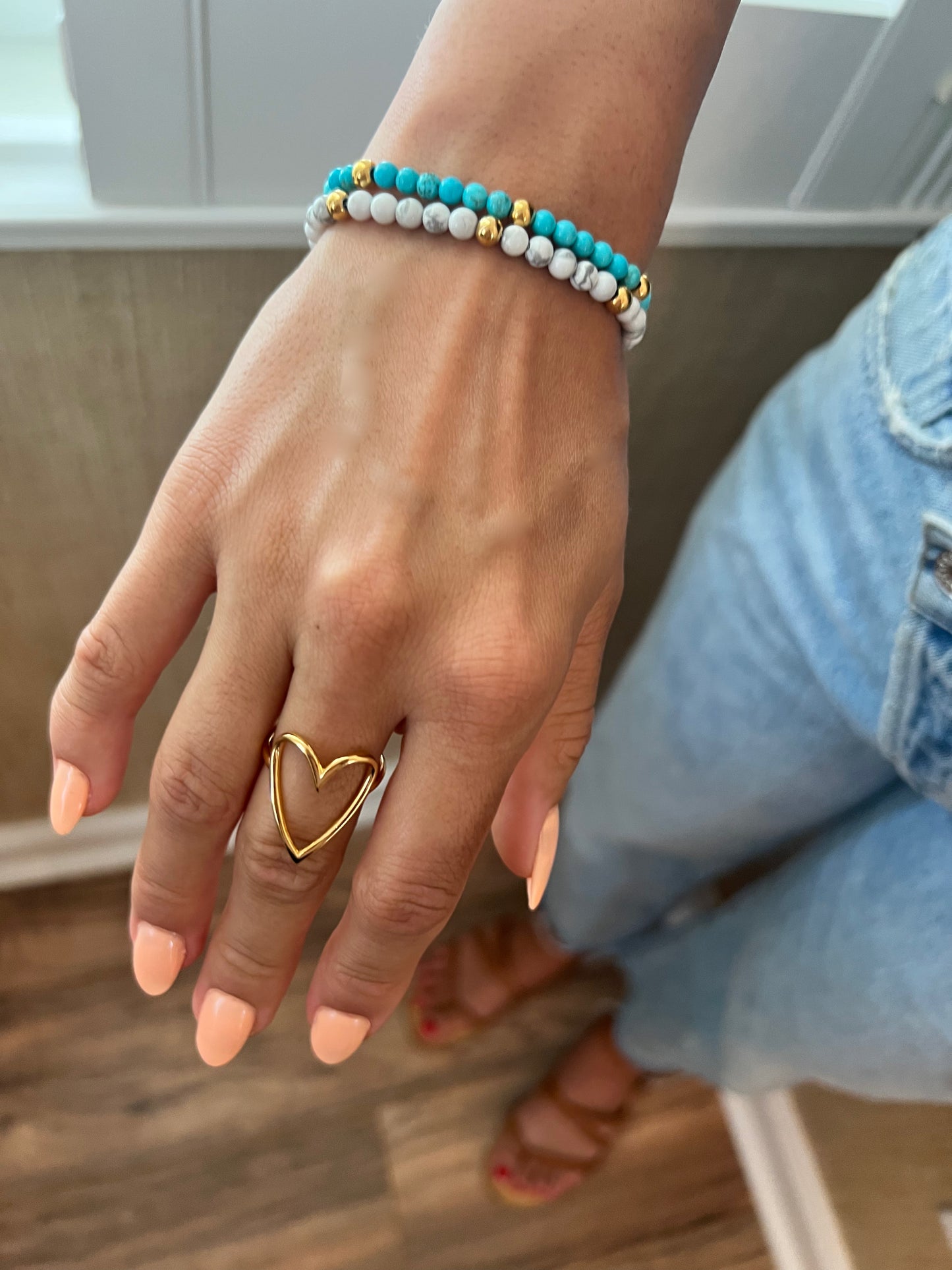 adjustable stainless steel beaded bracelet