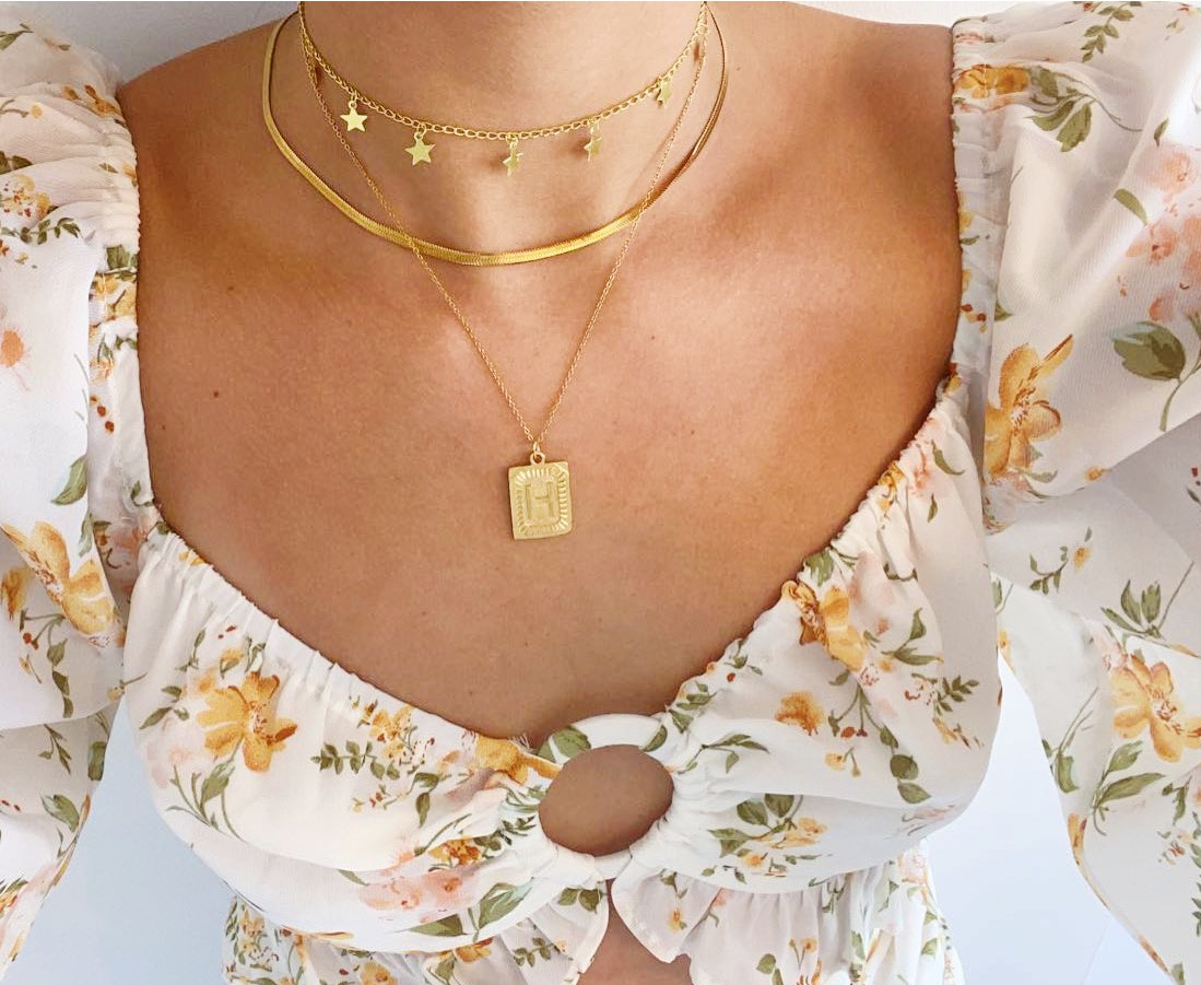 rectangle initial pendant necklace