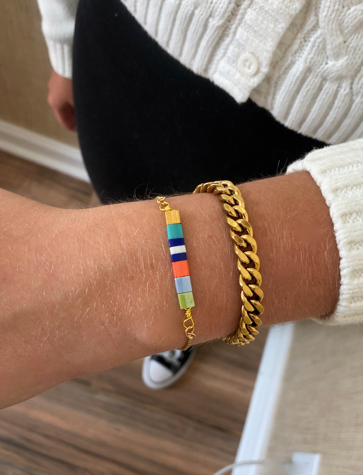 boho tile beaded bracelet